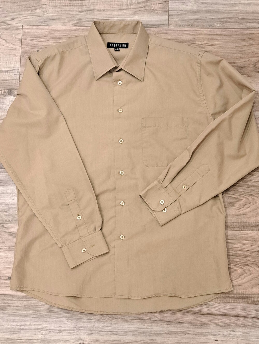 Men's Tan Khaki Dress Shirt Large